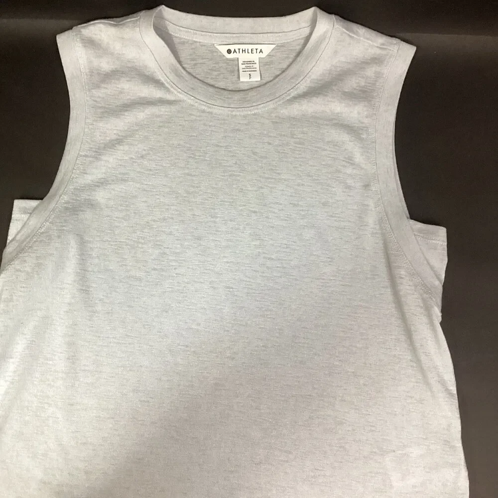 Athleta Breezy Sleeveless Tank Top Womens Sm Blue Lightweight Tencel Modal Linen